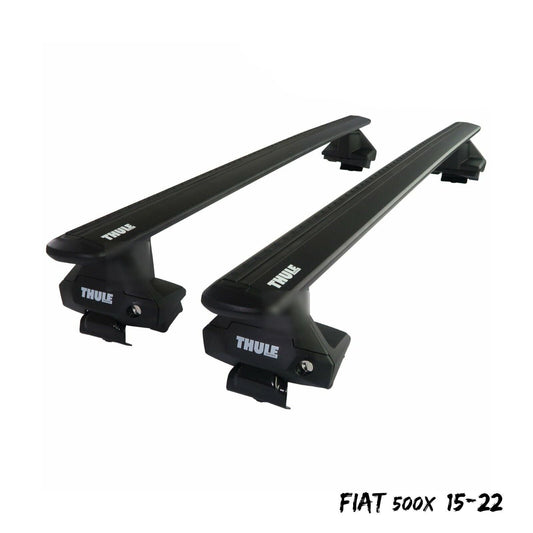 Thule Aluminium WingBar Evo Black Roof Bars Set to fit Fiat 500X 15-22 Lockable