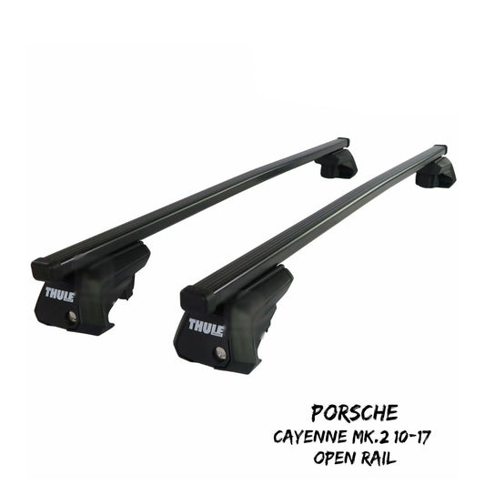 Thule Steel SquareBar Evo Roof Bar Set fit Porsche Cayenne Mk.2 10-17 Open Rail