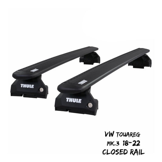 Thule Aluminium WingBar Evo Black Roof Bar Set VW Touareg Mk.3 18-22 Closed Rail