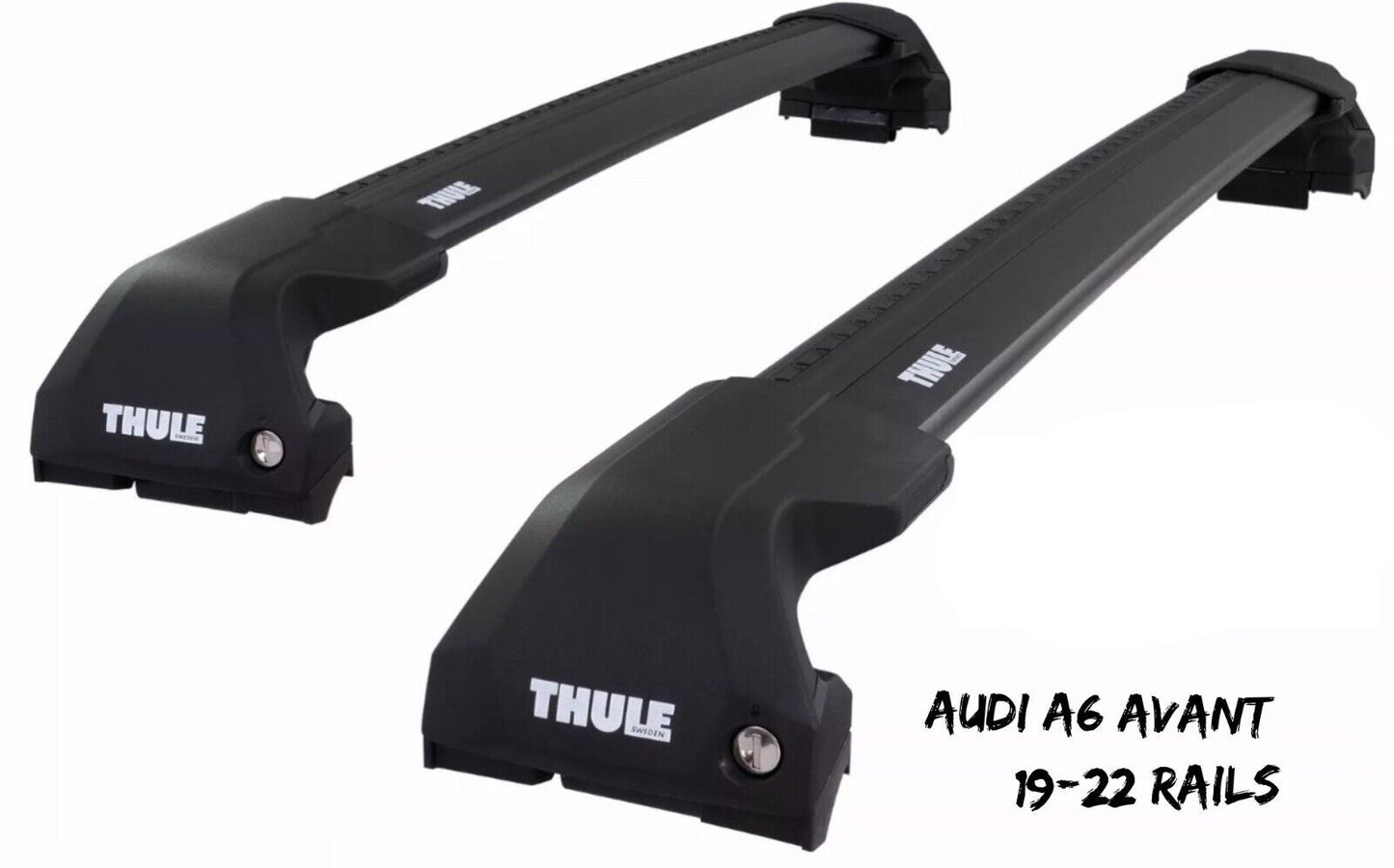 Thule WingBar Edge Black Aluminium Roof Bars Set for Audi A6 Avant 19-22 Rails