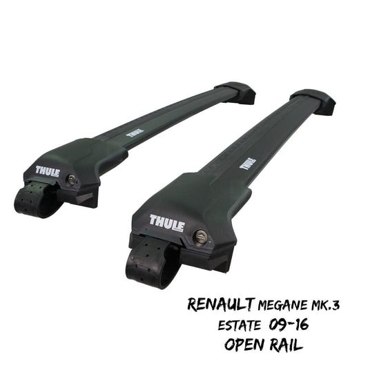 Thule WingBar Edge Black Roof Bars Renault Megane Mk.3 Estate 09-16 Open Rails