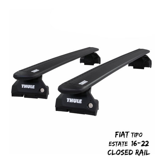 Thule Alu WingBar Evo Black Roof Bars to fit Fiat Tipo Estate 16-22 Closed Rail