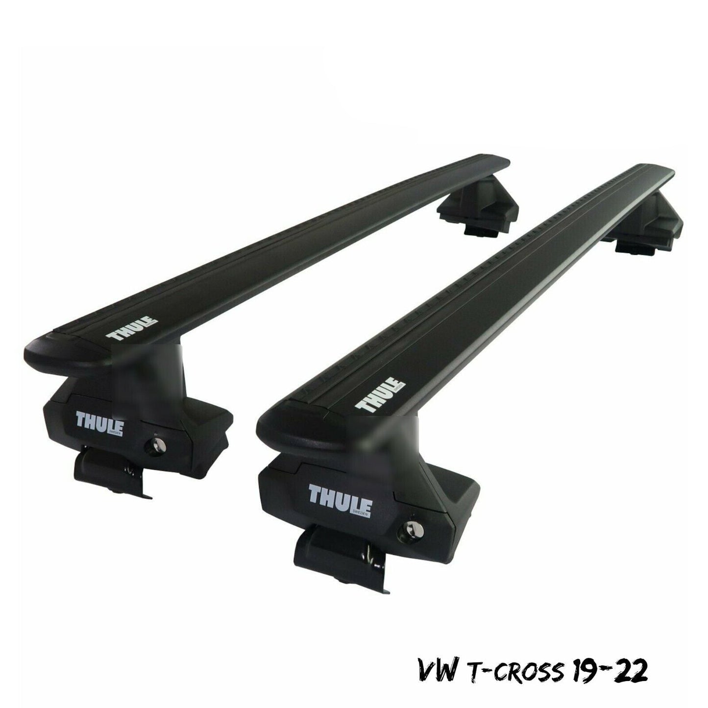 Thule Aluminum WingBar Evo Black Roof Bars Set to fit VW T-Cross 19-22 Lockable