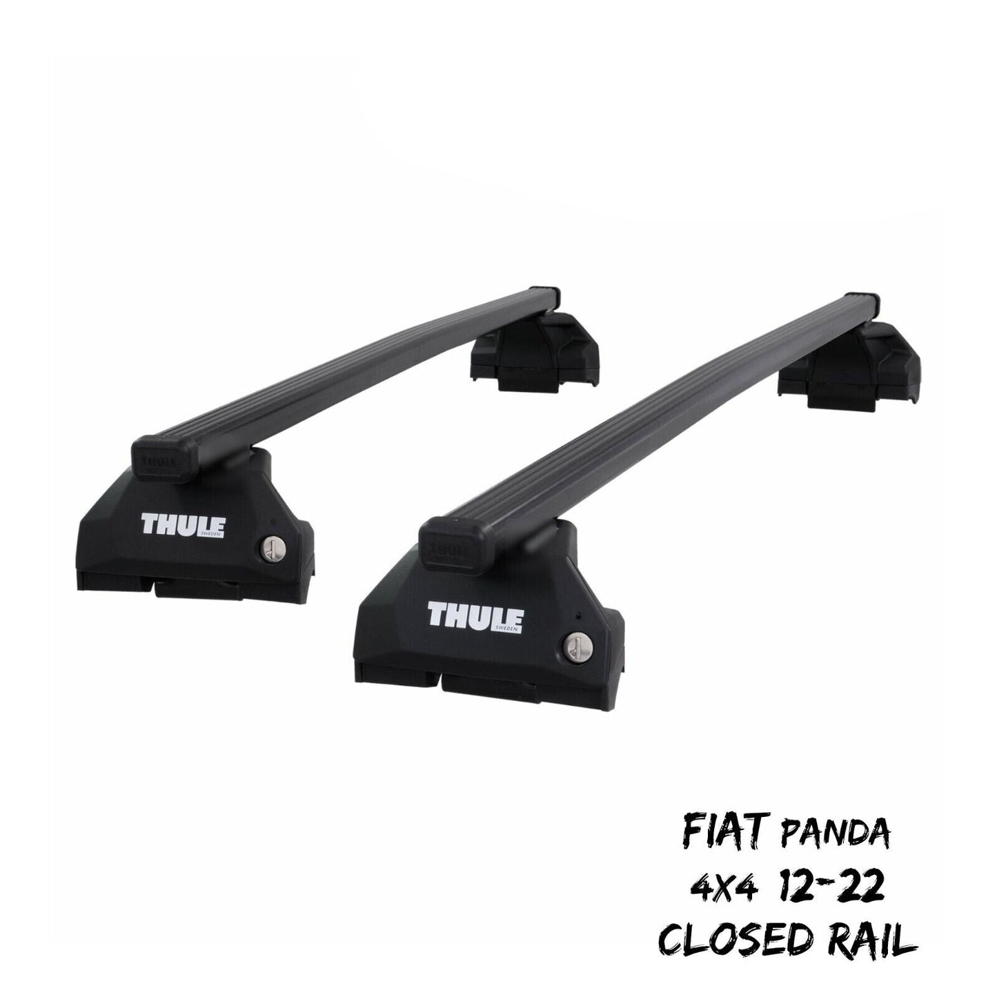 Thule Steel SquareBar Evo Roof Bars Set to fit Fiat Panda 4x4 12-22 Closed Rail