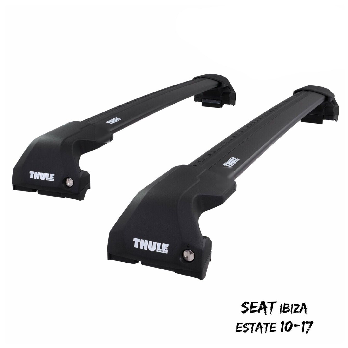THULE - WingBar Edge Black Aluminium Roof Bars for Seat Ibiza Estate 2010-17 w/ Flush (Closed) Rails