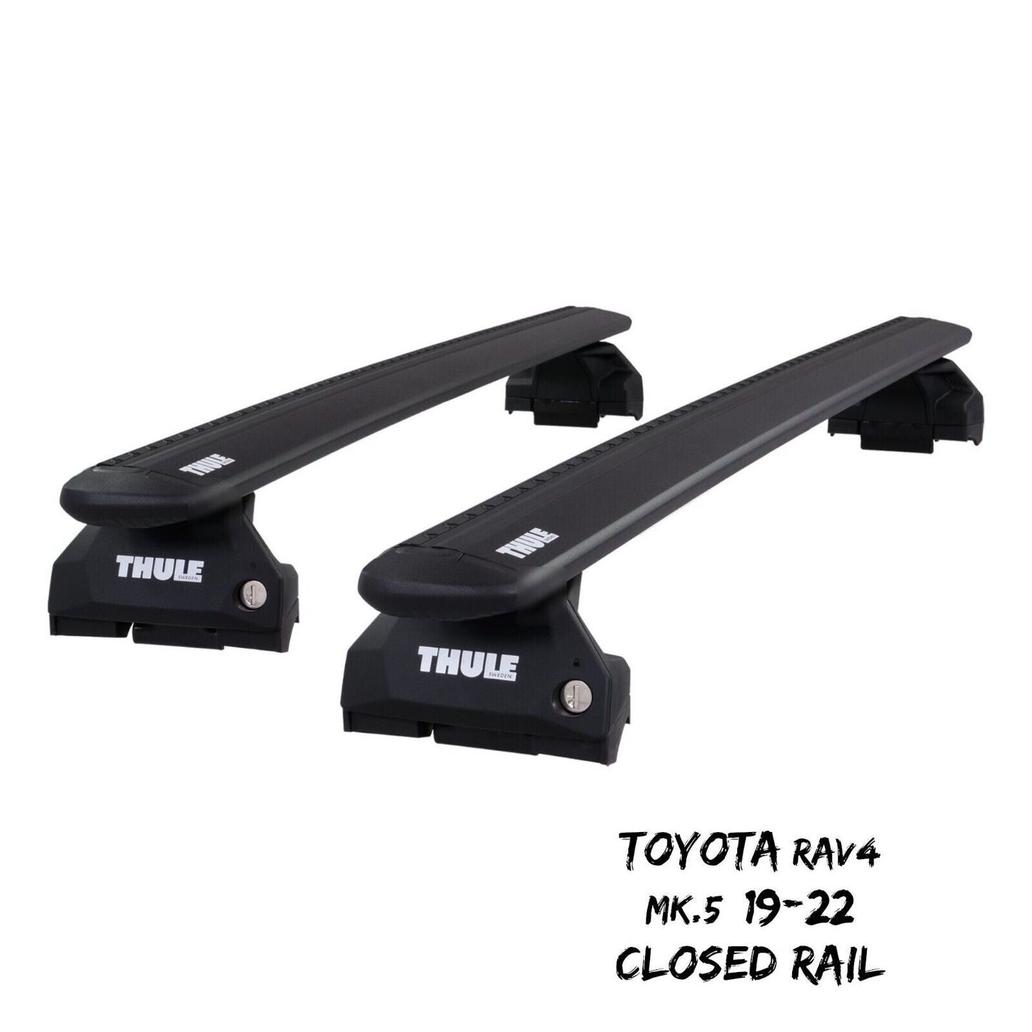 Thule WingBar Evo Black Roof Bars Set to fit Toyota RAV4 Mk.5 19-22 Closed Rail