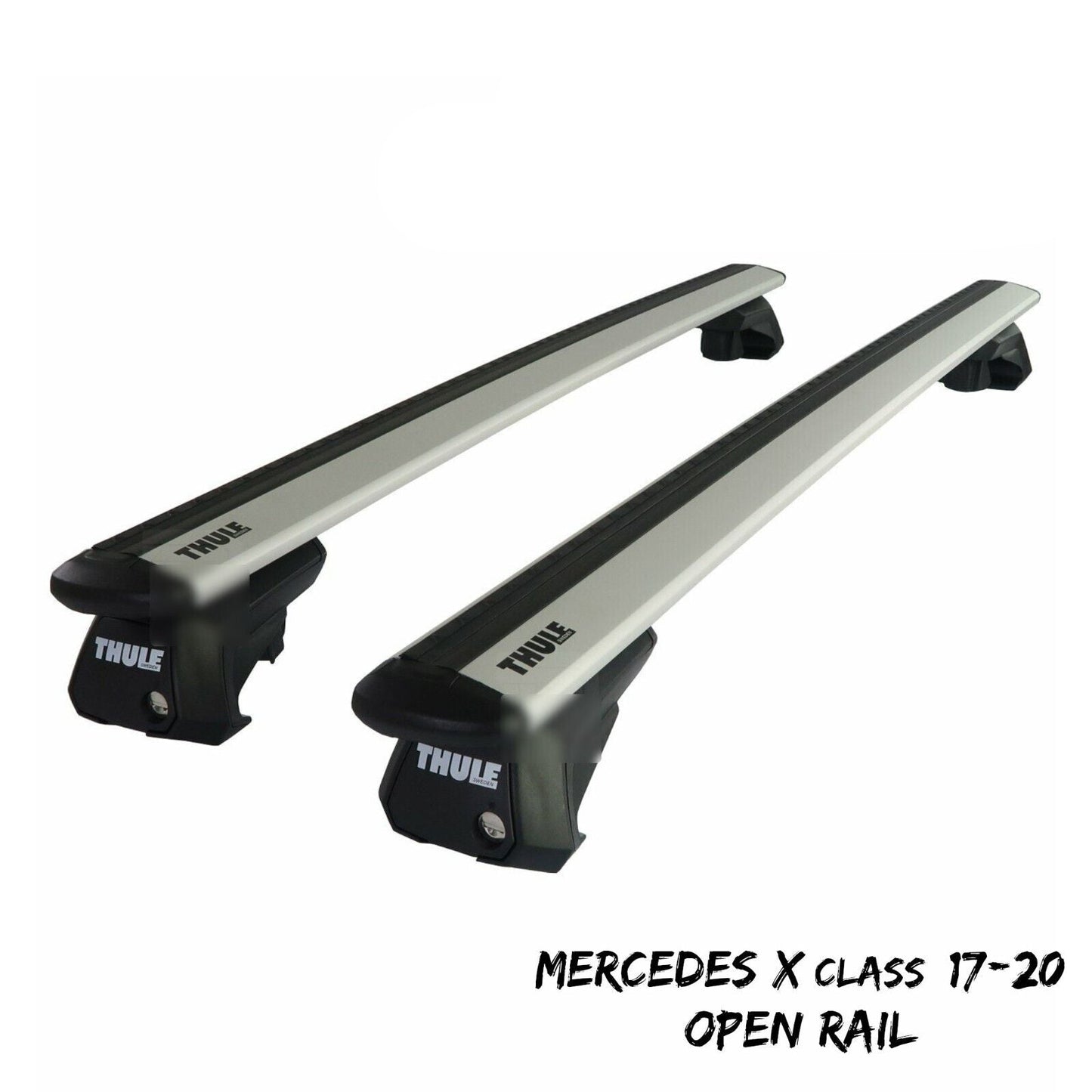 Thule Alu WingBar Evo Silver Roof Bars Set fit Mercedes X Class 17-20 Open Rail