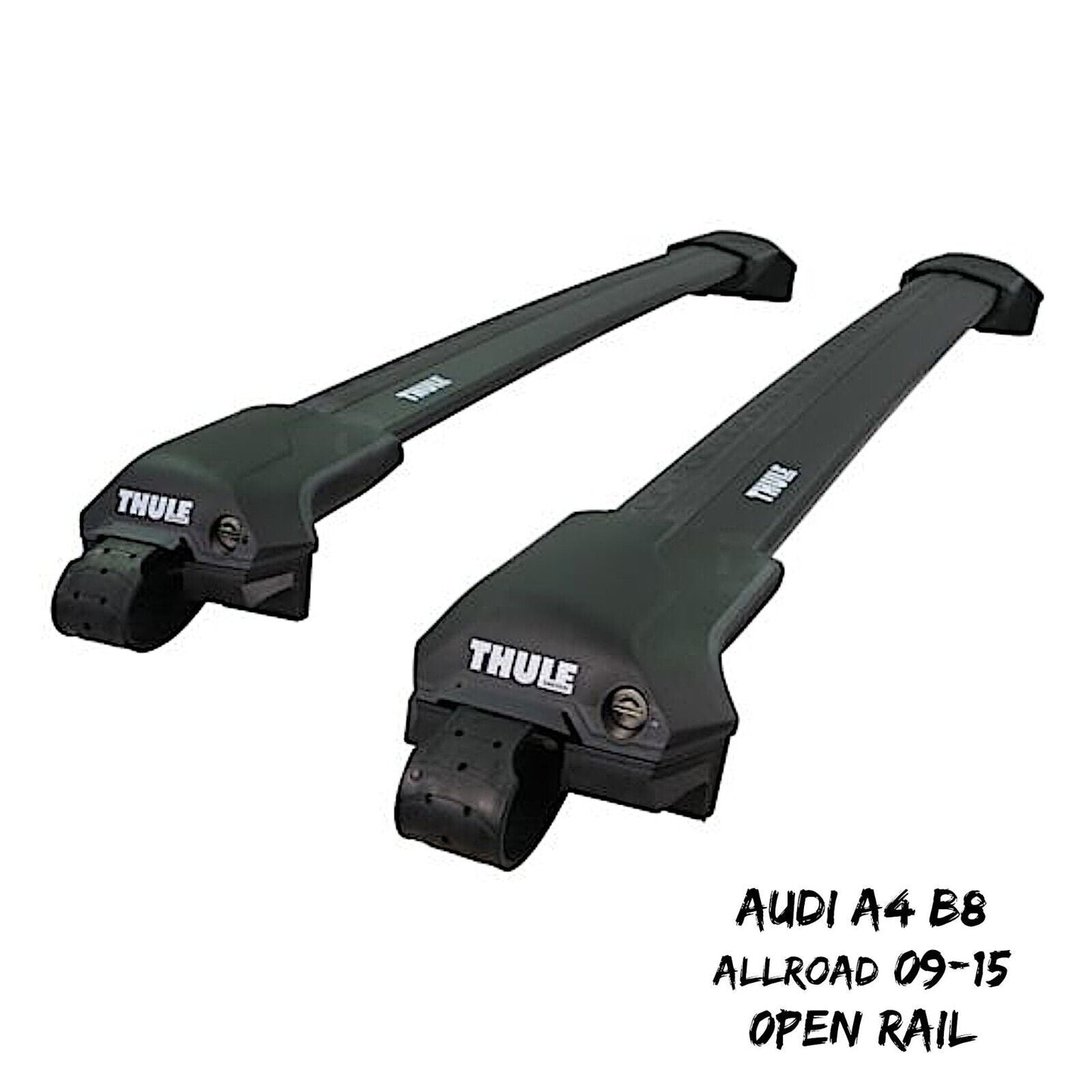 Thule WingBar Edge Black Roof Bars Audi A4 B8 Allroad 09-15 Open Rails Alu Aero