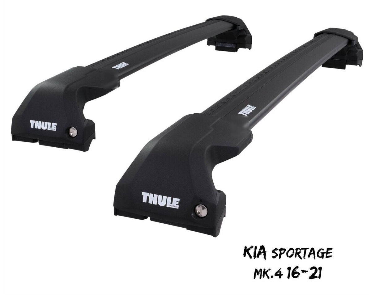 WingBar Edge (black) Aluminium Roof Bars for Kia Sportage Mk.4 2016-21 Flush Rails