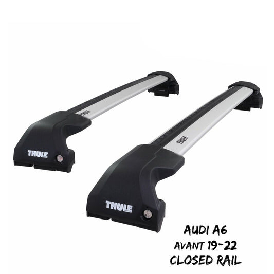 Thule WingBar Edge Silver Aluminium Roof Bars Set for Audi A6 Avant 19-22 Rails