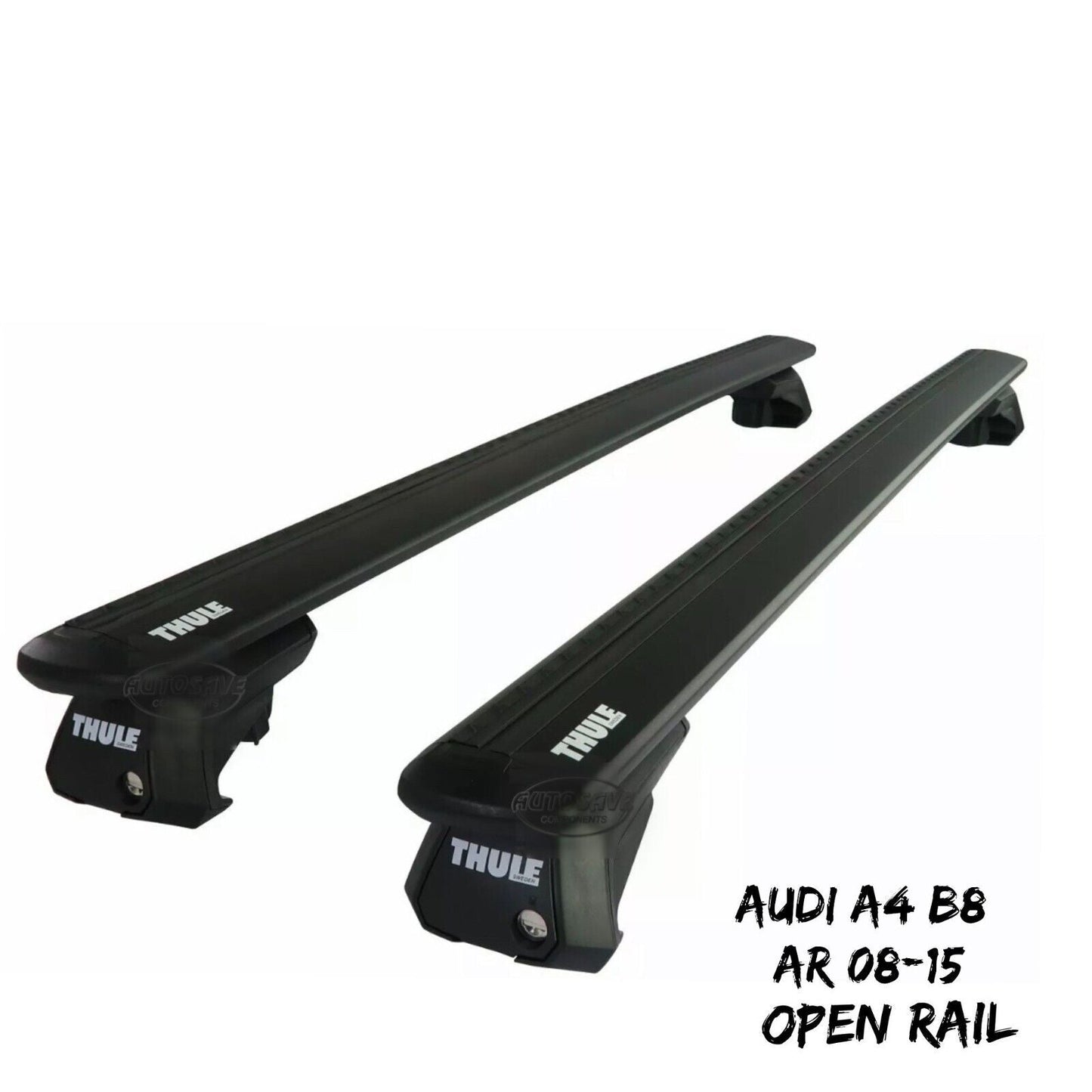 Thule Alu WingBar Evo Black Roof Bars to fit Audi A4 B8 Allroad 08-15 Open Rail