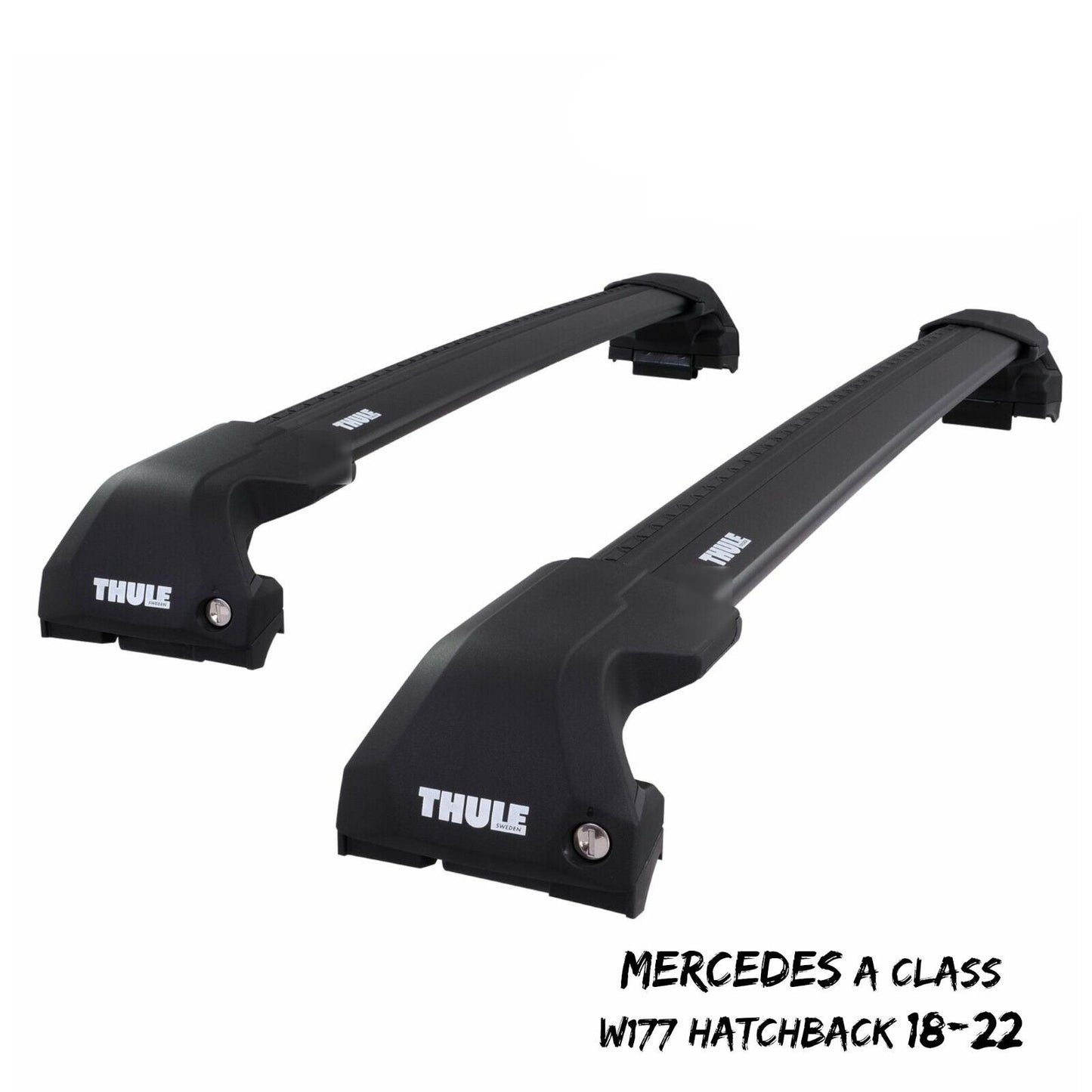 Thule WingBar Edge Black Roof Bars Set for Mercedes A Class Hatchback W177 18-22