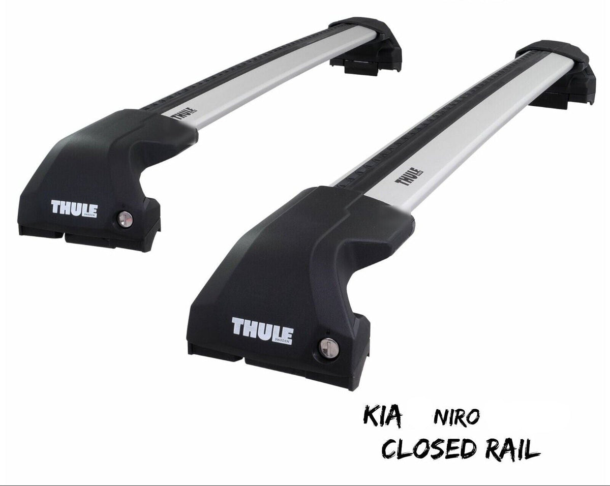WingBar Edge (silver) Roof Bars Set to fit Kia Niro 2017-22 Flush (closed) Rails