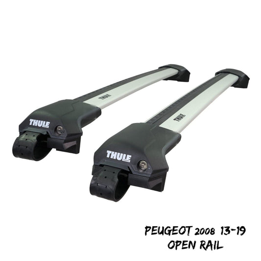 Thule WingBar Edge Silver Roof Bars Peugeot 2008 13-19 Open Rails Aluminium Aero