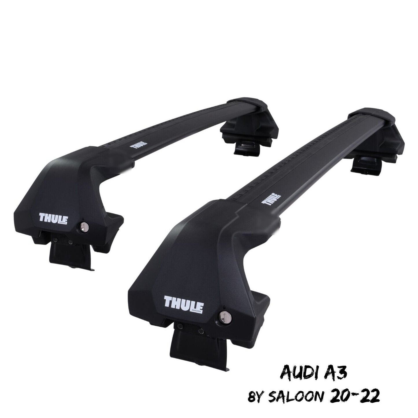 Thule WingBar Edge Black Aluminium Roof Bars Set to fit Audi A3 Saloon 8Y 20-22