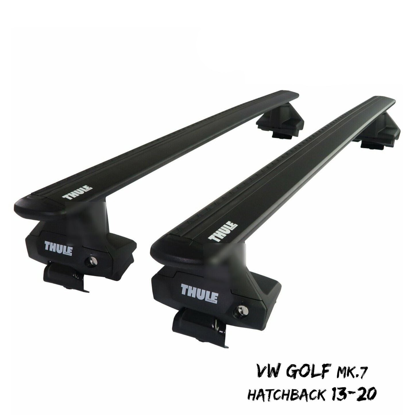 Thule Aluminium Black WingBar Evo Roof Bar Set fit VW Golf Mk.7 Hatchback 13-20