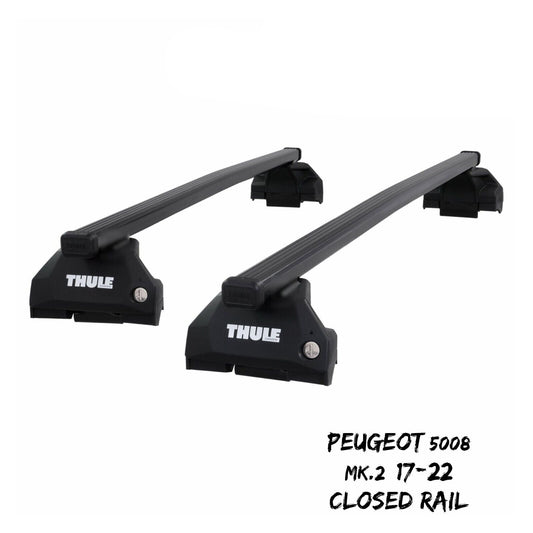 Thule Steel SquareBar Evo Roof Bars Set fit Peugeot 5008 Mk.2 17-22 Closed Rail