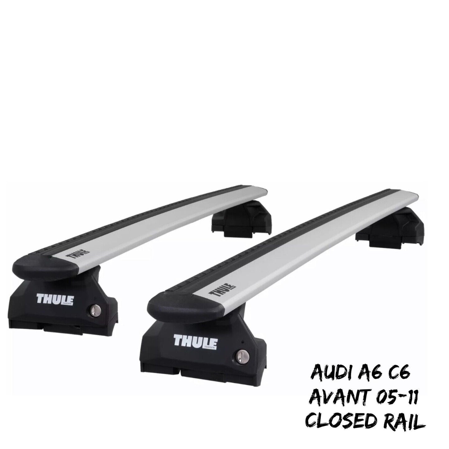 Thule Alu WingBar Evo Silver Roof Bars to fit Audi A6 C6 Avant 05-11 Closed Rail