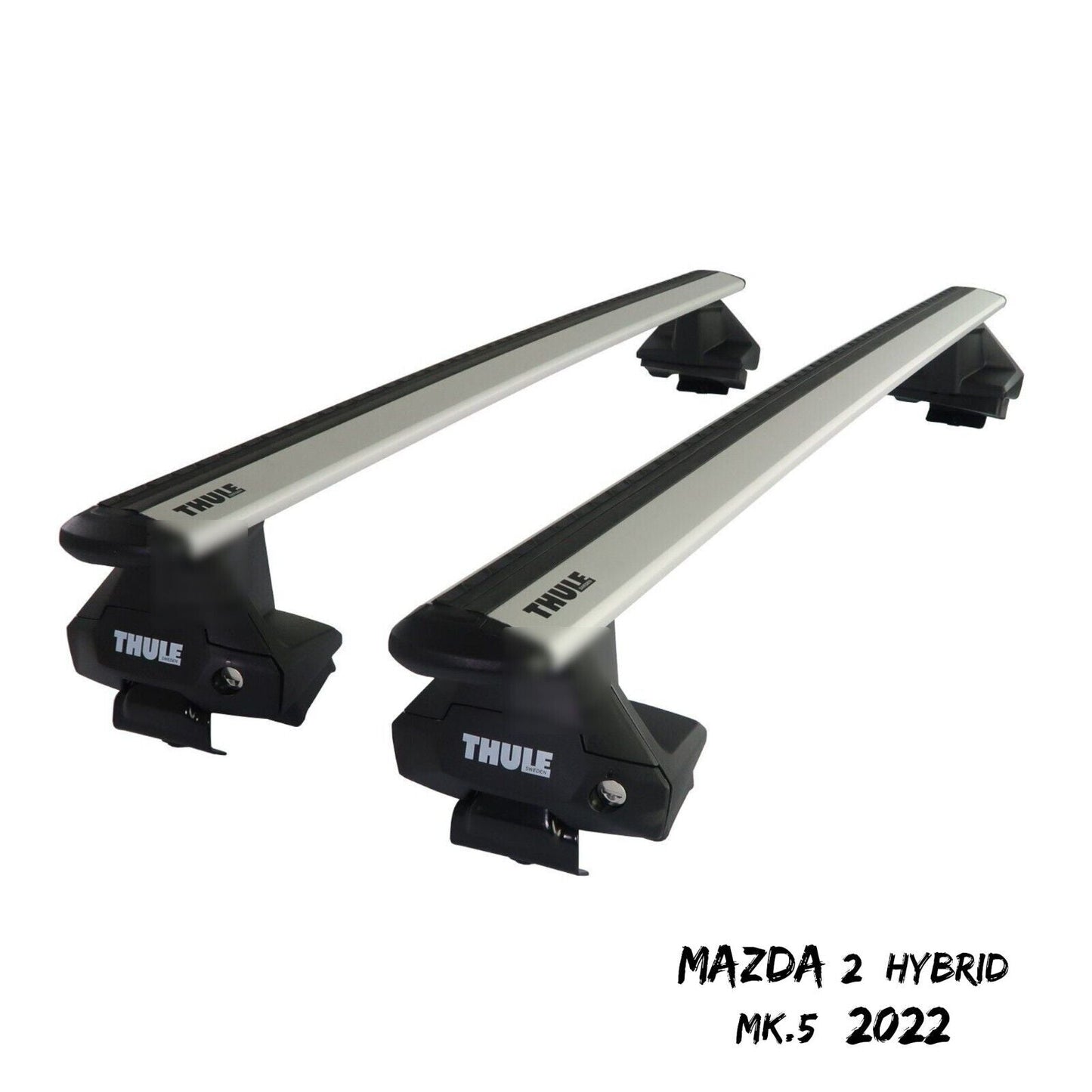 Thule Aluminium WingBar Evo Silver Roof Bars for Mazda 2 Hybrid Mk.5 2022 Pair