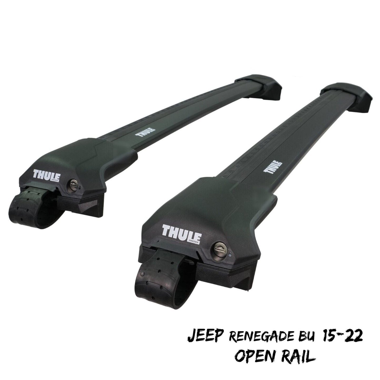 Thule WingBar Edge Black Roof Bars Jeep Renegade BU 15 22 Open