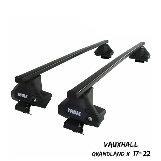 Thule Steel SquareBar Evo Roof Bars Set to fit Vauxhall Grandland X 17-22 Pair