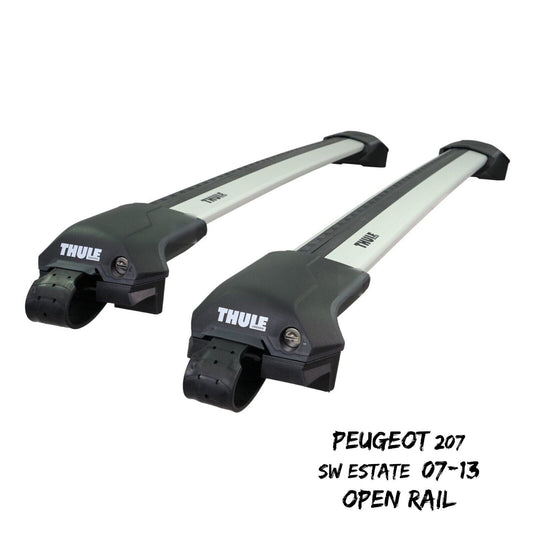 Thule WingBar Edge Silver Roof Bars Peugeot 207 SW Estate 07-13 Open Rails Aero