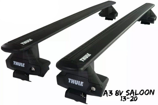 Thule Aluminium WingBar Evo Black Roof Bars Set to fit Audi A3 8V Saloon 13-20