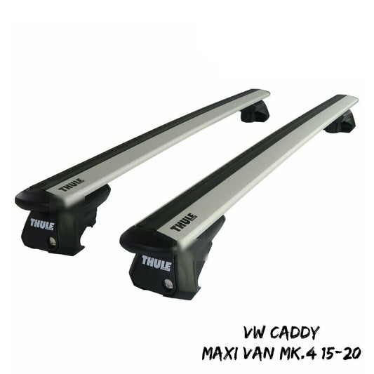 Thule Alu WingBar Evo Silver Roof Bar Set for VW Caddy Maxi Van Mk.4 15-20 Rails