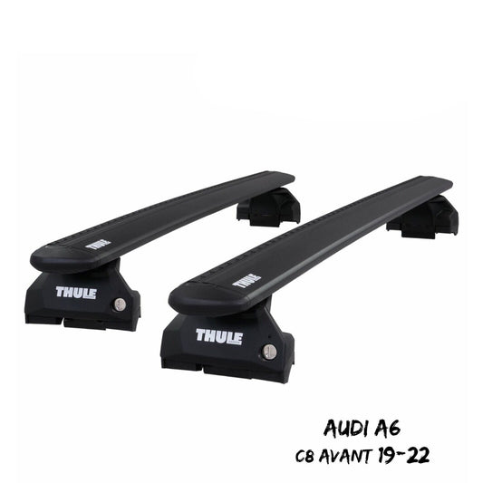 Thule Aluminium WingBar Evo Black Roof Bars Set to fit Audi A6 C8 Avant 19-22