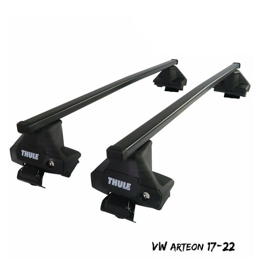 Thule Steel SquareBar Evo Roof Bars Set to fit VW Arteon 17-22 Lockable Pair