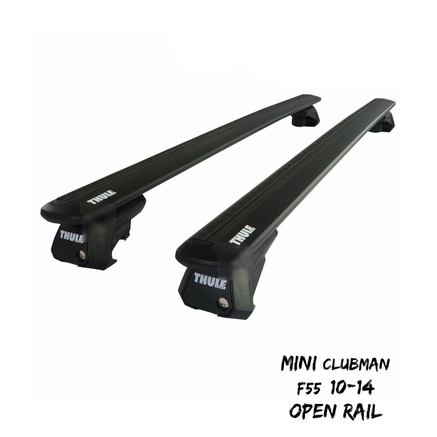 Thule Alu WingBar Evo Black Roof Bars to fit Mini Clubman R55 10-14 Open Rail