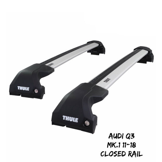 Thule WingBar Edge Silver Aluminium Roof Bars Set for Audi Q3 Mk.1 11-18 Rails