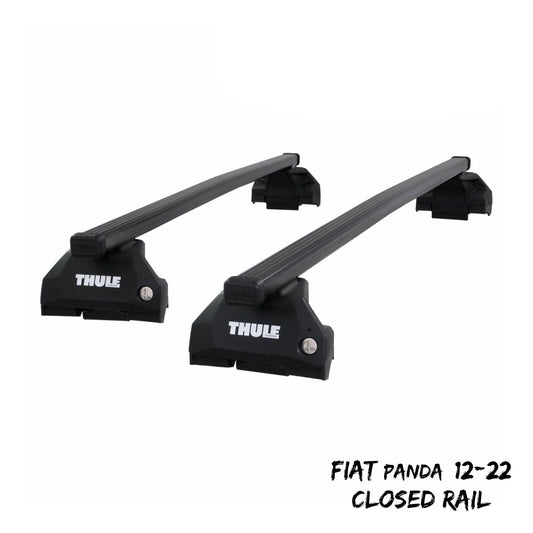 Thule Steel SquareBar Evo Roof Bars Set to fit Fiat Panda 12-22 Closed Rails