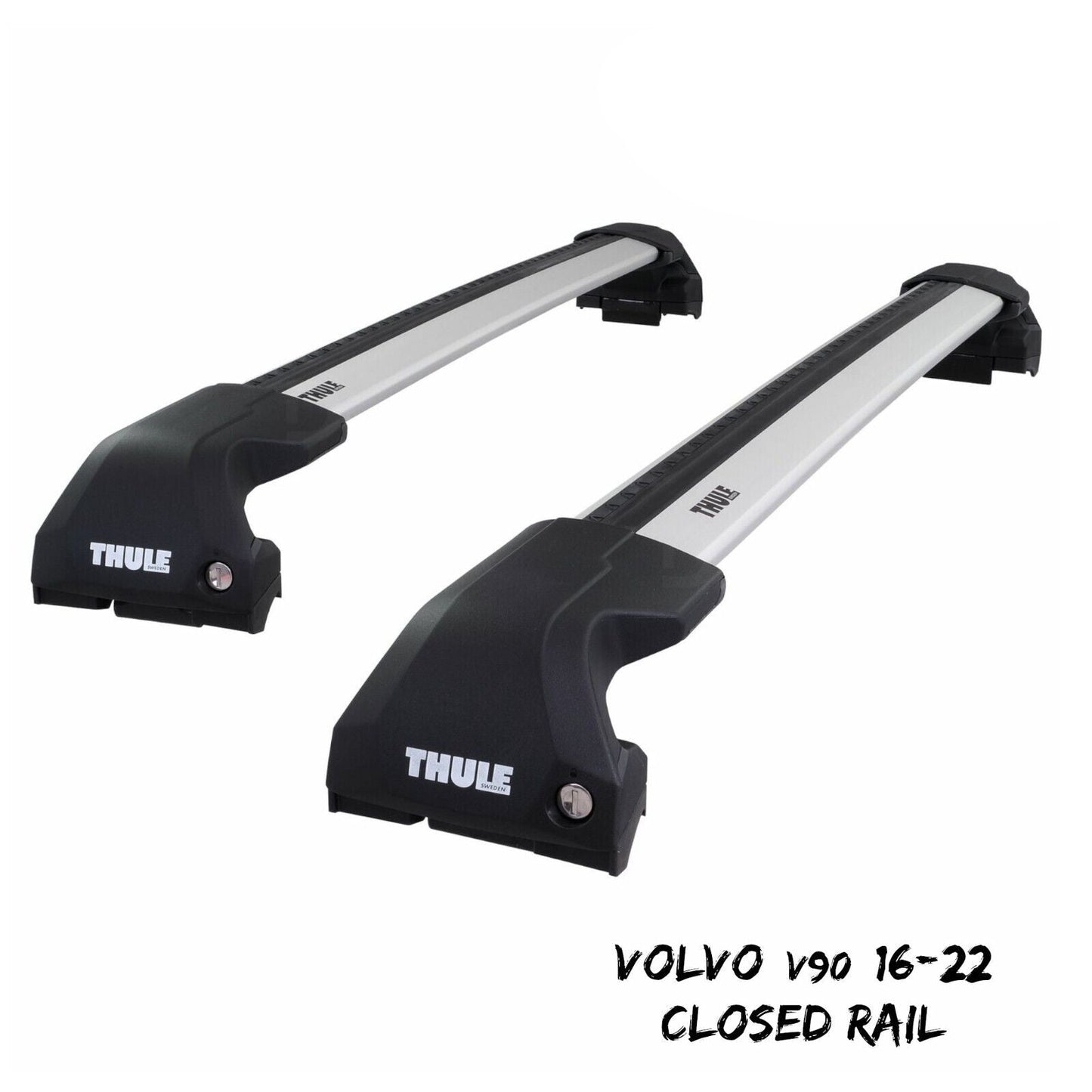 Thule WingBar Edge Silver Aluminium Roof Bars to fit Volvo V90 16-22 Closed Rail