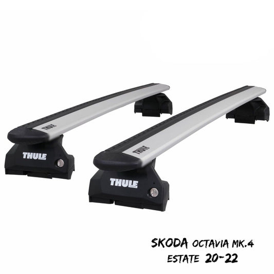 Thule Aluminium WingBar Evo Silver Roof Bars for Skoda Octavia Mk.4 Estate 20-22