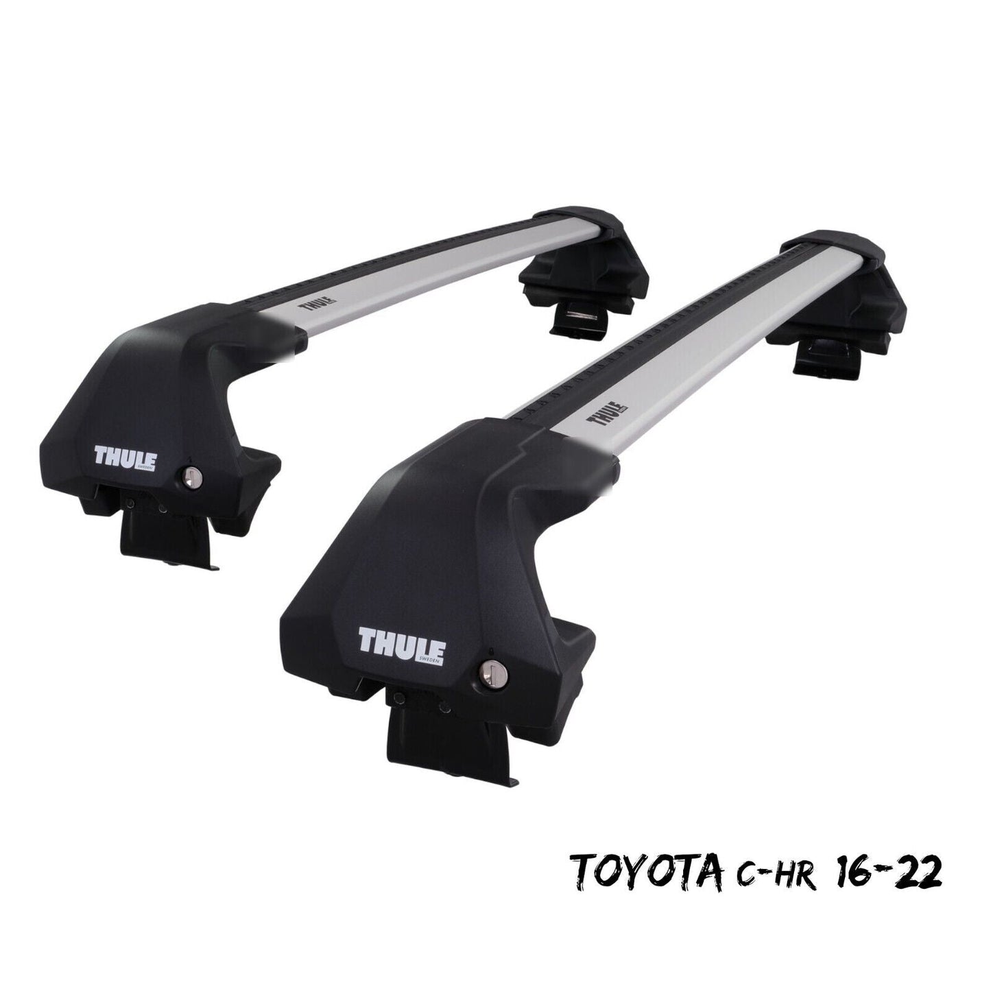 Thule WingBar Edge Silver Aluminium Roof Bars Set to fit Toyota C-HR 16-22 Pair