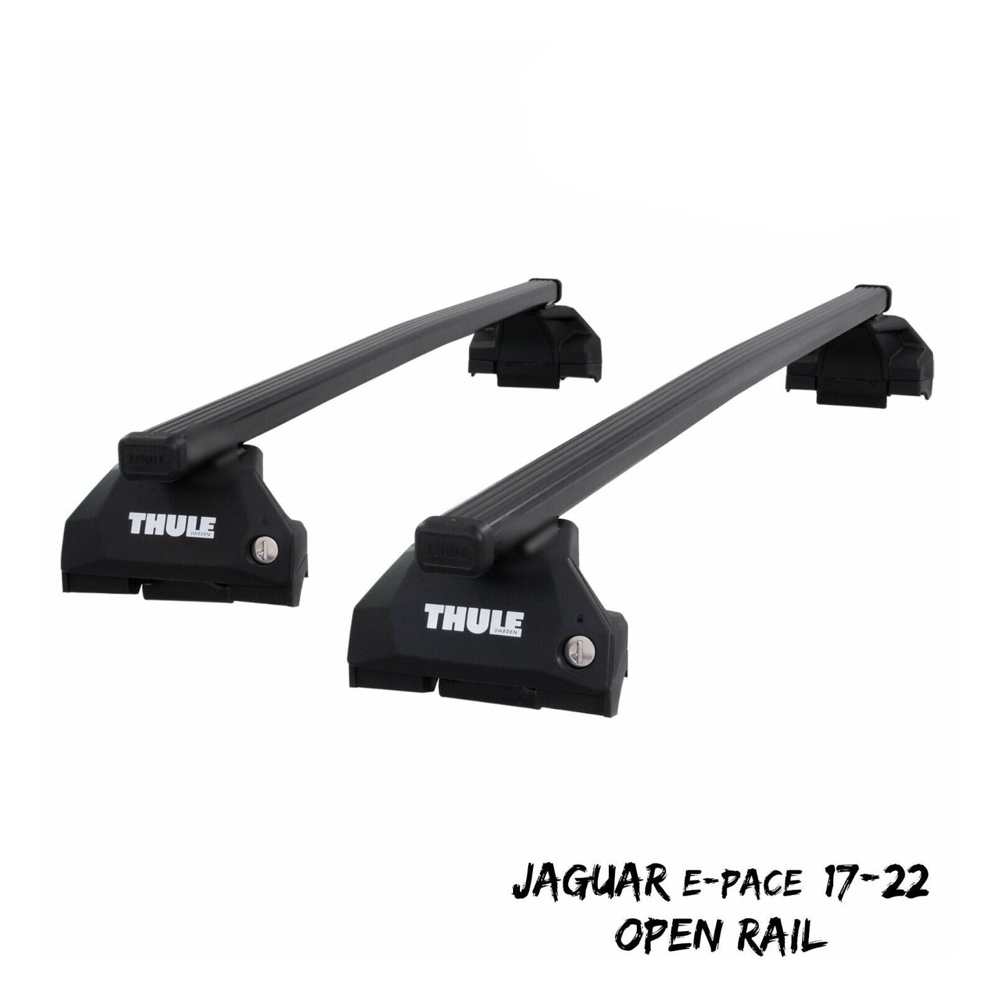 Thule Steel SquareBar Evo Roof Bars Set to fit Jaguar E-Pace 17-22 Open Rail