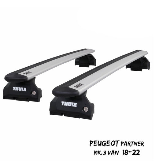 Thule Aluminium WingBar Evo Silver Roof Bars Set Peugeot Partner Mk.3 Van 18-22