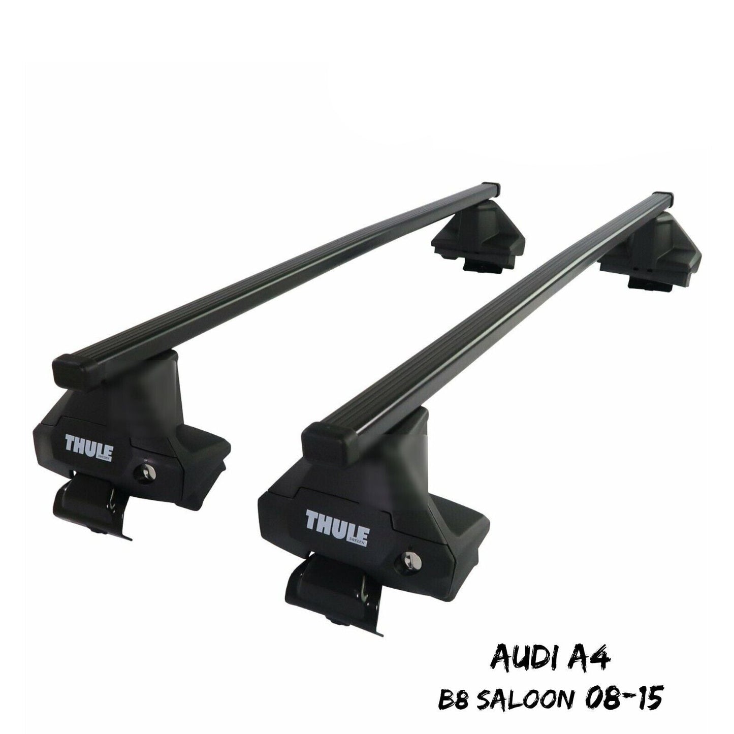 Thule Steel SquareBar Evo Roof Bars Set to fit Audi A4 B8 Saloon 08-15 Lockable