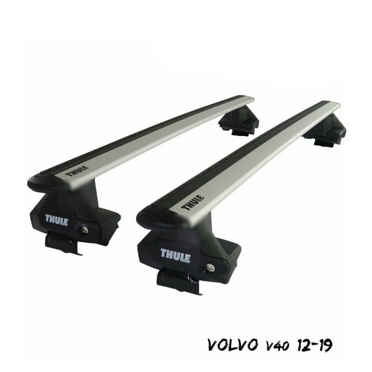 Thule Aluminium WingBar Evo Silver Roof Bars Set to fit Volvo V40 12-19 Lockable