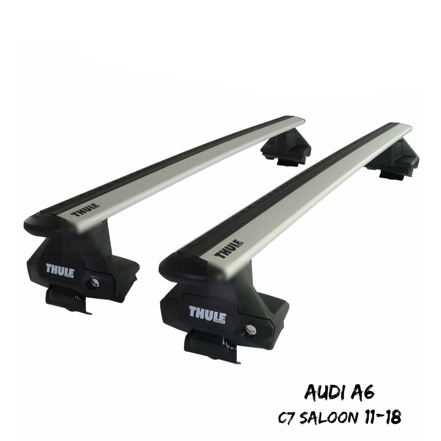 Thule Aluminium WingBar Evo Silver Roof Bars Set to fit Audi A6 C7 Saloon 11-18