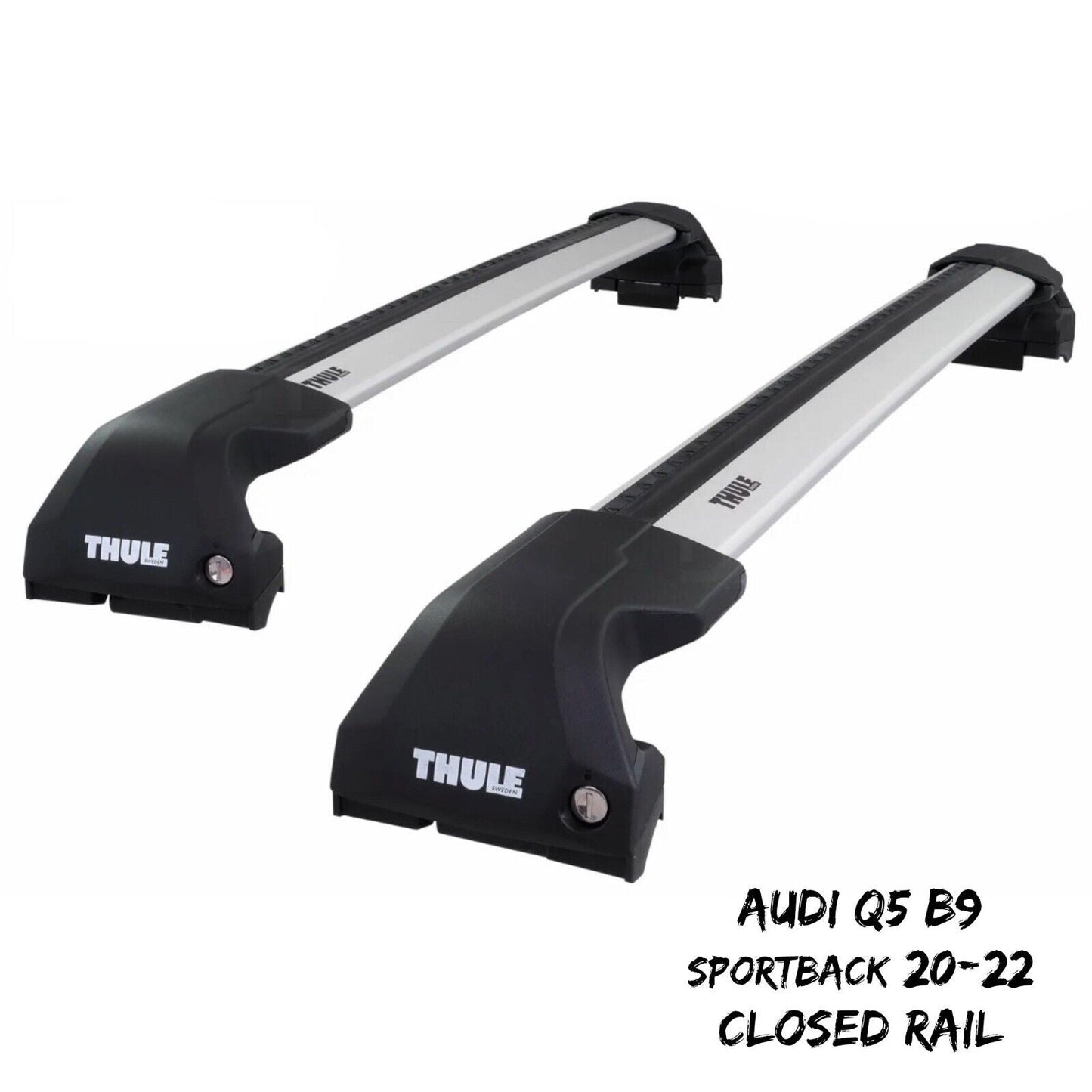 Thule WingBar Edge Silver Roof Bars for Audi Q5 Sportback B9 20-22 Closed Rail