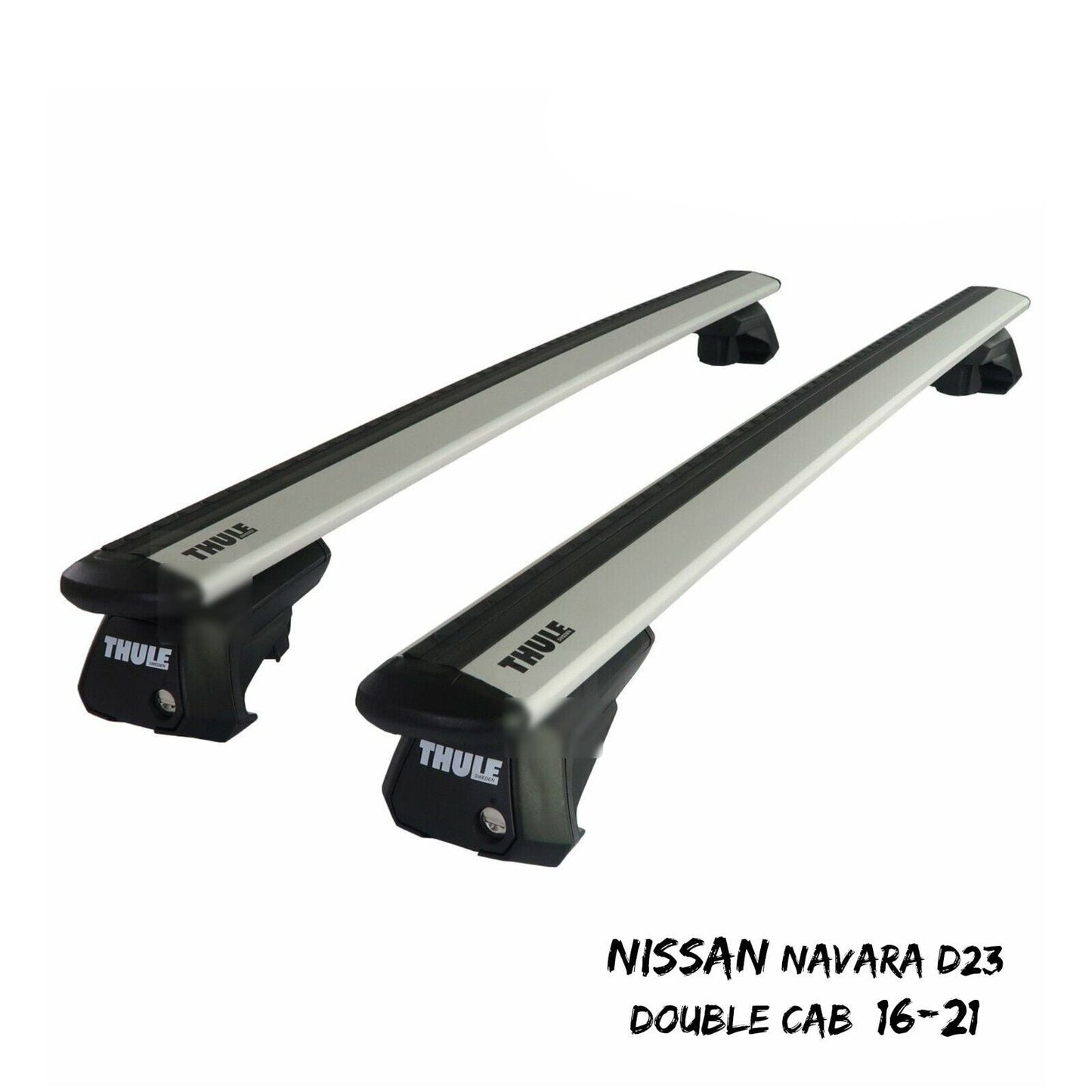 Thule WingBar Evo Silver Roof Bars for Nissan Navara Double Cab D23 16-21 Rails