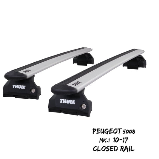 Thule WingBar Evo Silver Roof Bars Set for Peugeot 5008 Mk.1 10-17 Closed Rail