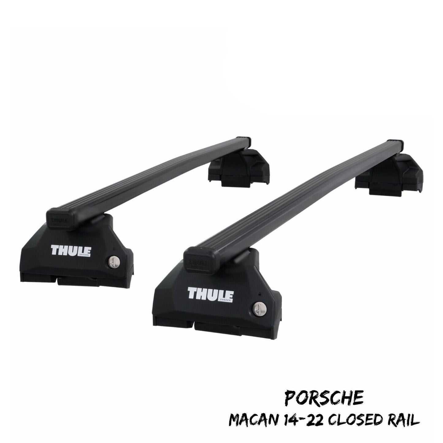 Thule Steel SquareBar Evo Roof Bars Set to fit Porsche Macan 14-22 Closed Rail