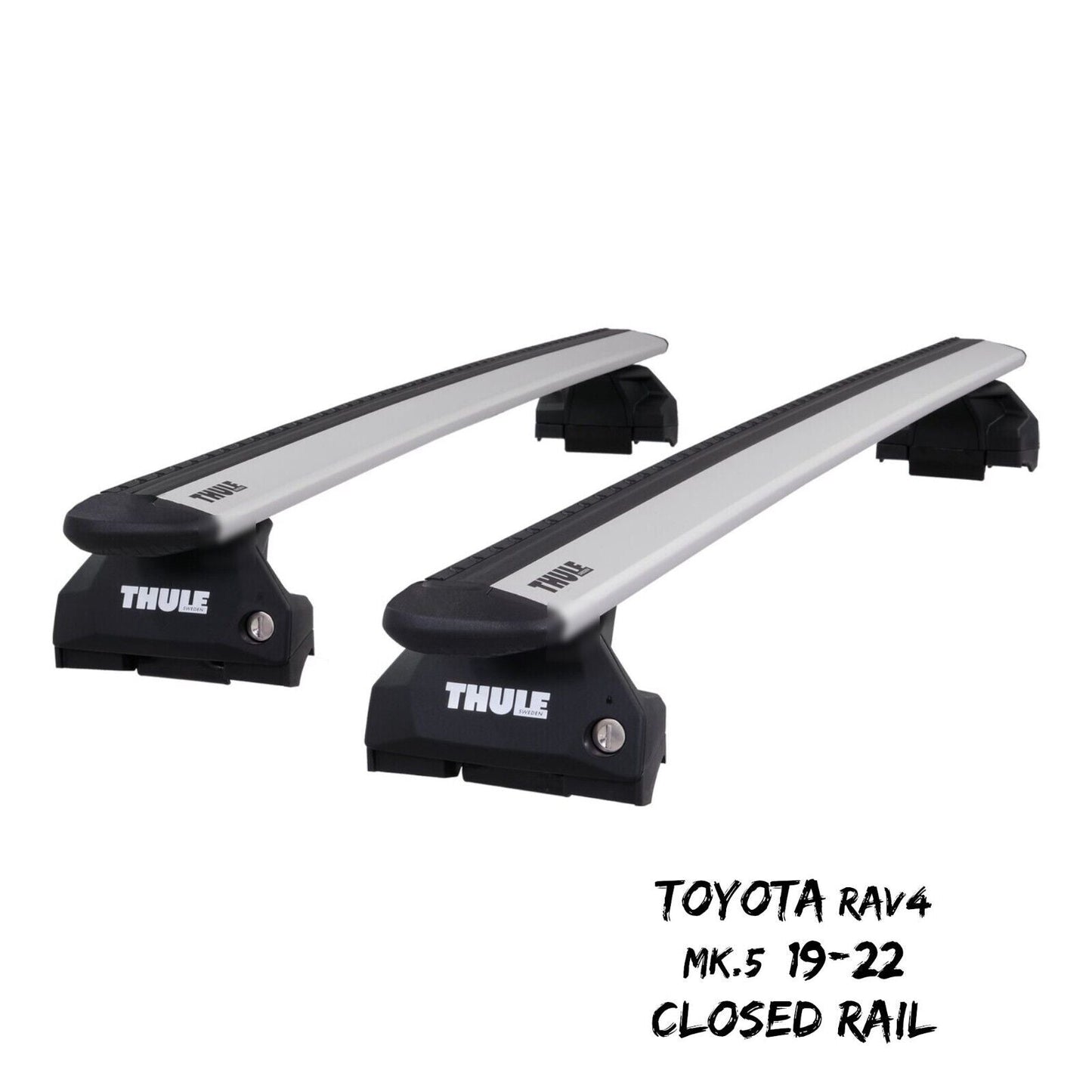 Thule WingBar Evo Silver Roof Bars Set to fit Toyota RAV4 Mk.5 19-22 Closed Rail