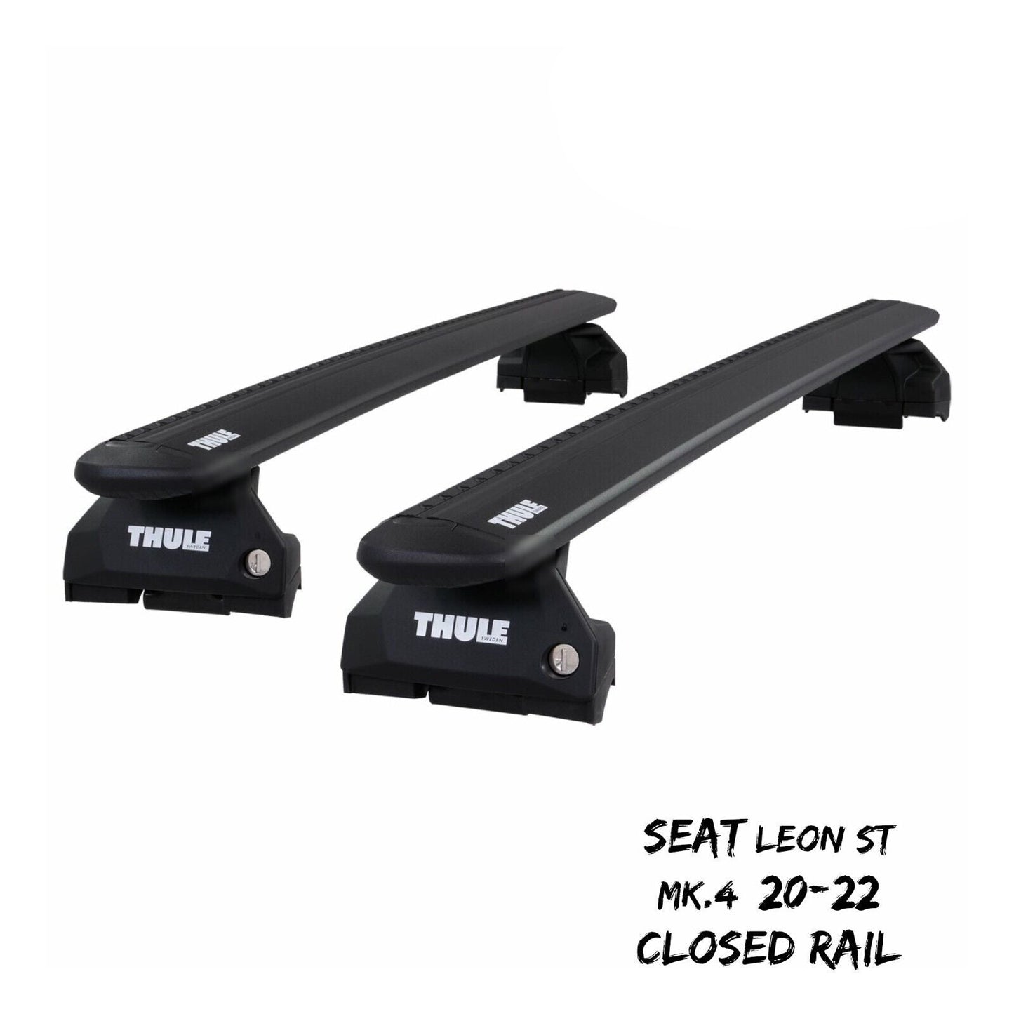 Thule WingBar Evo Black Roof Bars Set to fit Seat Leon ST Mk4 20-22 Closed Rail