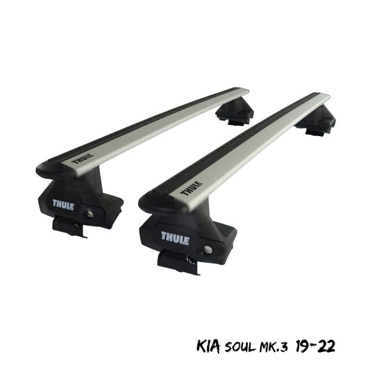 Thule Aluminium WingBar Evo Silver Roof Bar Set for Kia Soul Mk.3 19-22 Lockable