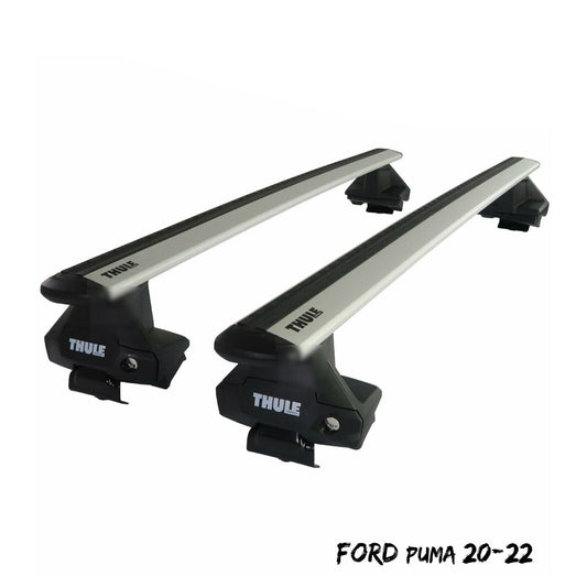 Thule Aluminum WingBar Evo Silver Roof Bars Set to fit Ford Puma 20-22 Lockable