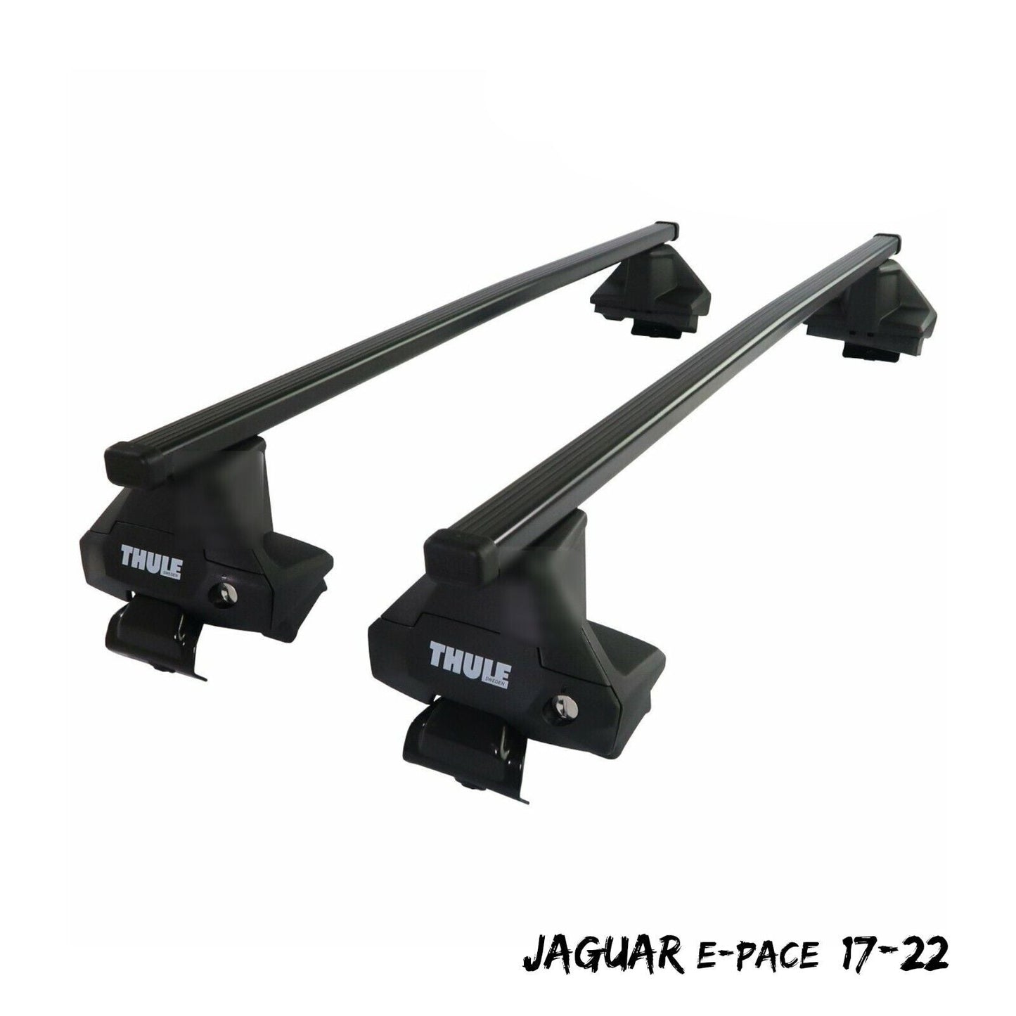 Thule Steel SquareBar Evo Roof Bars Set to fit Jaguar E-Pace 17-22 Lockable Pair